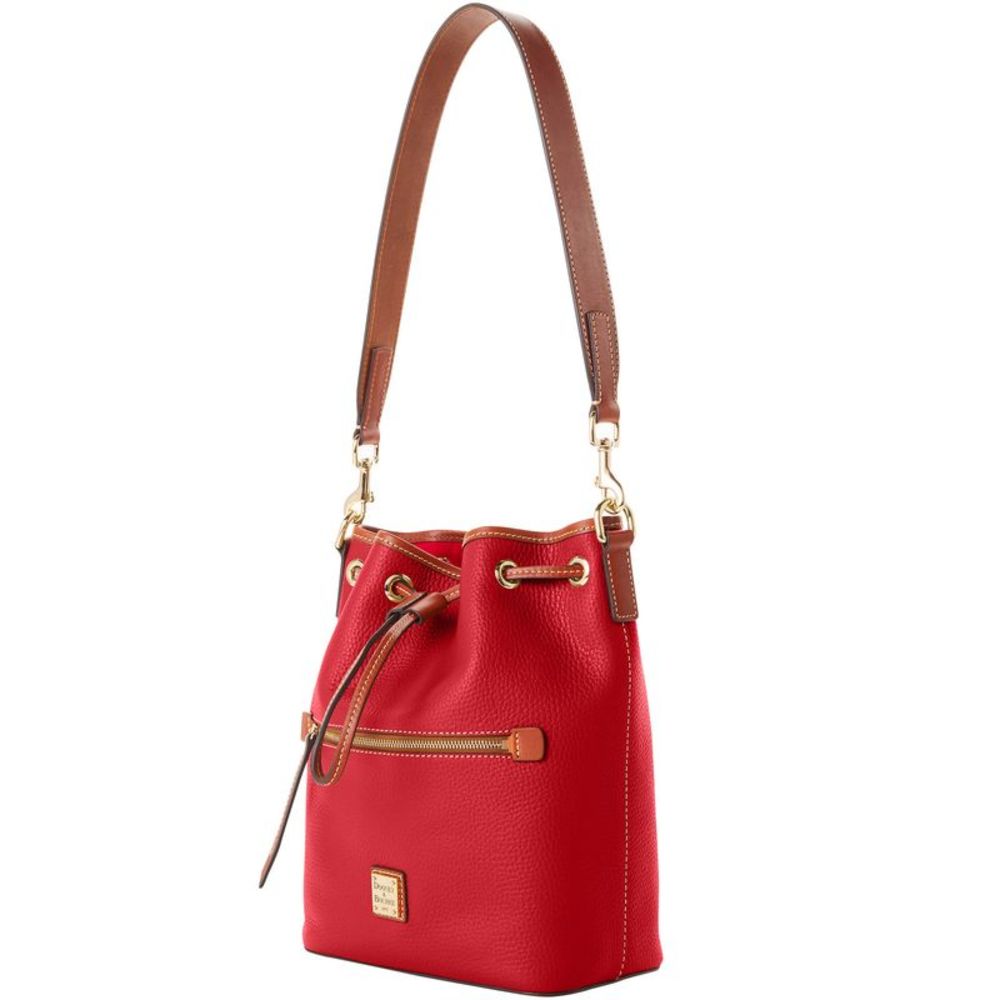 Dooney & Bourke Pebble Grain Drawstring Shoulder Bag - Red - Picture 2 of 4